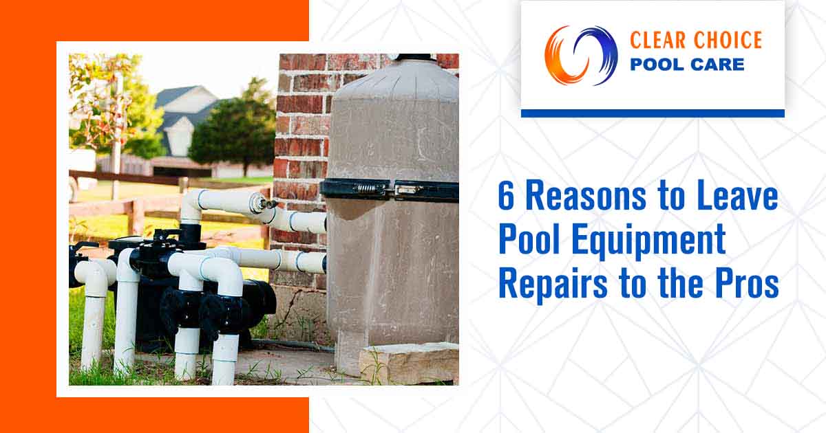 Image of Pool pump equipment next to brick home. Do you own a pool and dread the hassle of taking care of it? Dealing with pool equipment repairs can be time consuming, expensive, and complex. You don't want to risk making a mistake that can turn into an even bigger problem down the road. Even if you think you can handle the repairs yourself, attempting to repair pool equipment without professional help can cause more damage than good. Let our expert technicians handle all your pool care and maintenance needs. At Clear Choice Pool Care and Maintenance, our professionals understand exactly what it takes to keep your pool running safely and efficiently. Rely on us for professional advice, quality service, knowledgeable technicians and the best prices around!