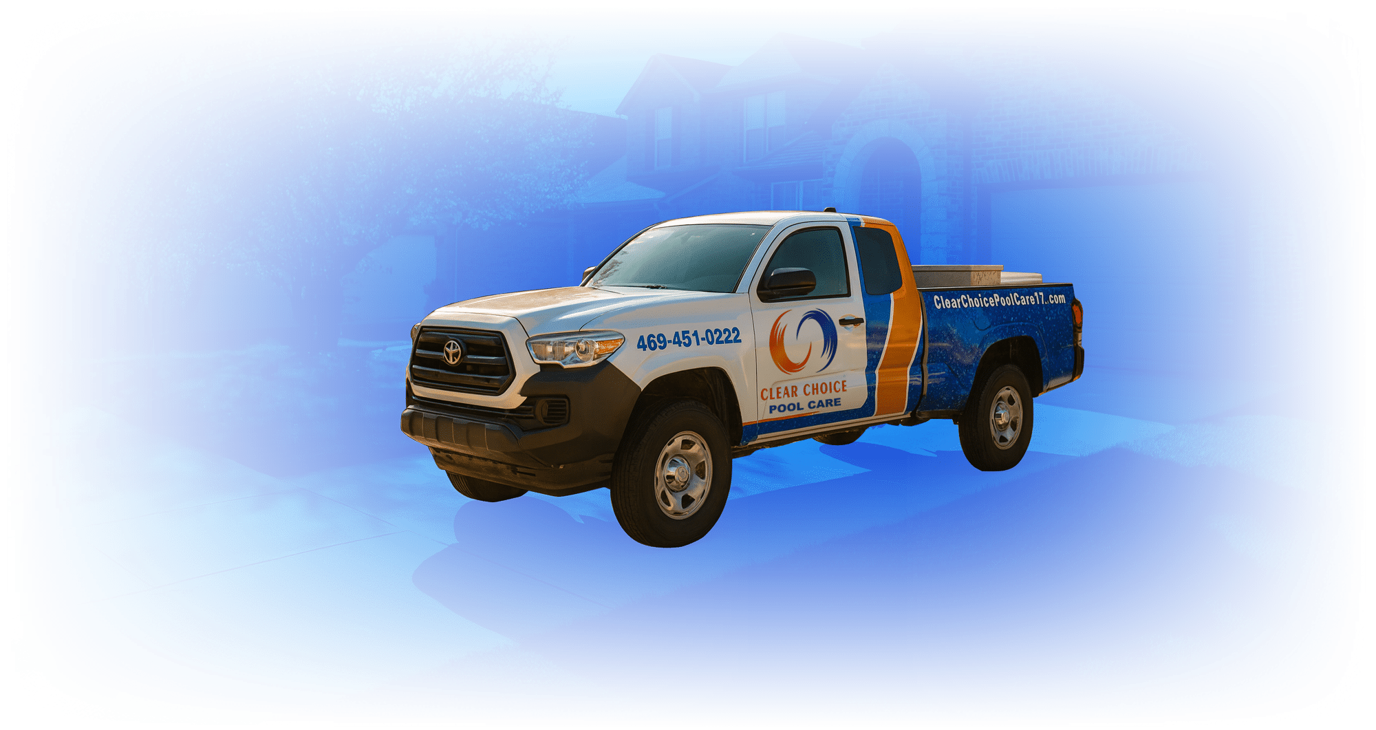 Clear Choice Pool Care Fleet truck with treatment