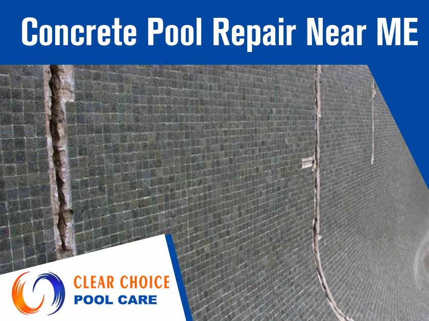 Image of Cracks requiring concrete pool repair. Owning a concrete pool comes with its fair share of maintenance challenges. Over time, the wear and tear can cause cracks, leaks, and other damages that compromise the appearance and functionality of your pool. Dealing with a damaged concrete pool is not only an eyesore but also poses safety risks. The longer you ignore these issues, the worse they become, leading to costly repairs or even the need for a complete pool renovation. Introducing Clear Choice Pool Care, your trusted partner for all your concrete pool repair needs. Our team of experienced professionals specializes in providing top-notch, reliable and efficient concrete pool repair services near you. From minor cracks to major structural issues, we have the expertise and cutting-edge techniques to restore your pool to its original glory. With Clear Choice Pool Care, you can say goodbye to searching endlessly for "concrete pool repair near me." We offer prompt service and affordable solutions tailored to meet your specific needs. Don't let a damaged pool ruin your summer fun – choose Clear Choice Pool Care for exceptional concrete pool repair services today!