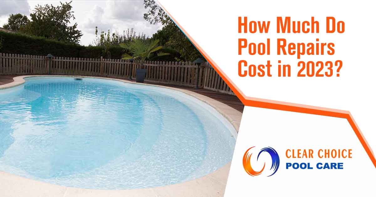 Image of a pool with blue water and nice concrete all around the edges. A wood fence in the back ground. With rising costs of pool maintenance in 2023, it can be hard to know how much pool repairs will cost. Many homeowners lack the funds or expertise to identify problems and get them fixed in an efficient and cost-effective manner. Neglecting pool care can lead to costly problems down the road, such as water damage, algae growth, and tarnished aesthetics. The repair costs for these problems can quickly add up, leaving homeowners with a hefty bill that was avoidable with proper maintenance. Take the guesswork out of pool care by getting professional help from Clear Choice Pool Care and Maintenance. With our experienced technicians and excellent customer service, we can help you identify potential issues before they become costly repairs. Get the peace of mind that comes from knowing your pool is in good hands by relying on Clear Choice Pool Care and Maintenance.