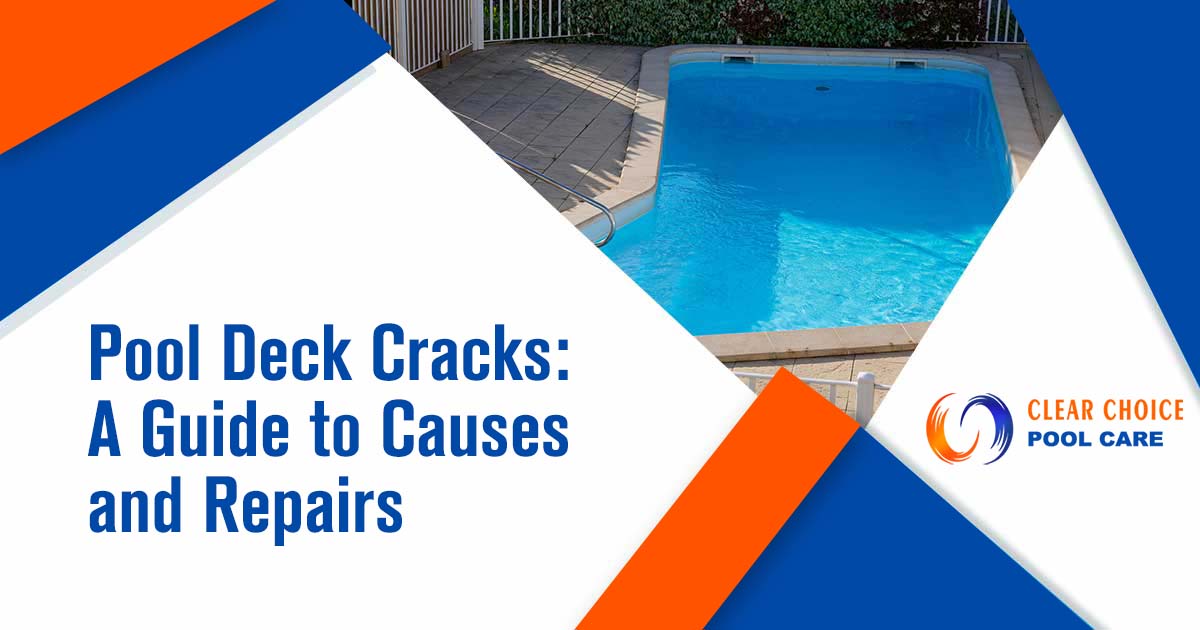 Image of a pool in a back patio with concrete and tiles around it. Are you worried about the unsightly cracks on your concrete pool deck? Are you unsure of the cause and how to fix it? Cracks on your concrete pool deck can not only affect its appearance, but they can eventually lead to structural damage, creating a hazardous environment for your family. With Clear Choice Pool Care and Maintenance, you won't have to worry about pool deck cracks ever again. Our comprehensive guide will help you identify the causes of your concrete pool deck cracks, as well as provide detailed instructions on how to repair them for long lasting results. Don't wait any longer - get the help you need with Clear Choice Pool Care and Maintenance today!