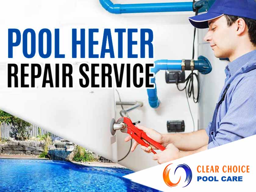 Image of A pool heater repair service technician. Having a pool heater that is not functioning properly can put a damper on your swimming experience. It's frustrating when you can't enjoy your pool due to a broken heater, and finding a reliable repair service can be a hassle. Imagine wanting to take a dip in your pool on a chilly evening, only to find out that your pool heater is malfunctioning. You try to troubleshoot it yourself, but nothing seems to work. You're left with a cold, unused pool and the disappointment of not being able to enjoy it when you want. Introducing Clear Choice Pool Care, the trusted experts in pool heater repair service. Our team of experienced technicians will quickly diagnose the issue with your pool heater and provide efficient repairs, ensuring that you can dive back into warm and inviting waters in no time. With Clear Choice Pool Care, you don't have to worry about the hassle of finding a reliable repair service or spending hours trying to fix it yourself. We bring professionalism, expertise, and prompt service right to your doorstep. Don't let a broken pool heater ruin your swimming experience. Choose Clear Choice Pool Care for fast and reliable pool heater repairs that will have you enjoying your pool year-round.