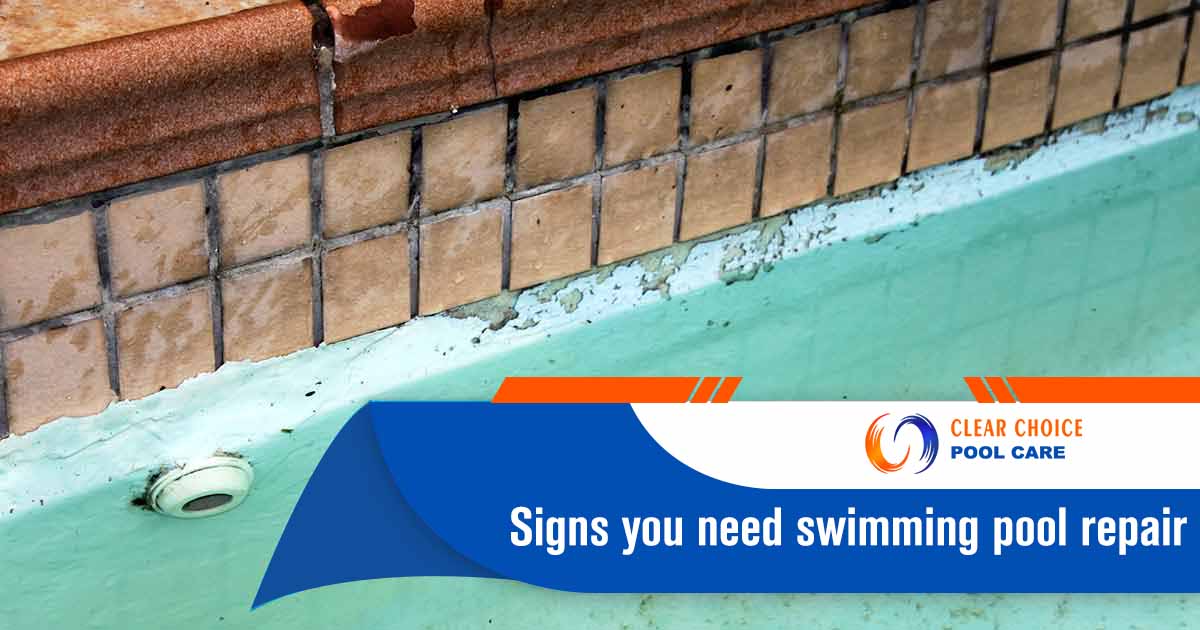 Image of swimming pool with red brown tiles along the edge that looks like the pool is having problems. Do you know when it's time to get pool repair? Signs of a damaged pool can be difficult to spot, and if left untreated, it can lead to bigger issues. It's not wise to procrastinate on repairing your pool. Small cracks and leaks can worsen over time, causing more costly repairs that could have been avoided. In addition to the headache of expensive repairs, an unclean pool can put you and your family at risk for illnesses or skin allergies. Let the experts at Clear Choice Pool Care and Maintenance help you with all your swimming pool repair needs. Our experienced technicians will quickly identify any problems, provide accurate estimates, and make sure your pool is maintained in its best condition. Contact us now to ensure a safe and healthy swimming experience for you and your family!