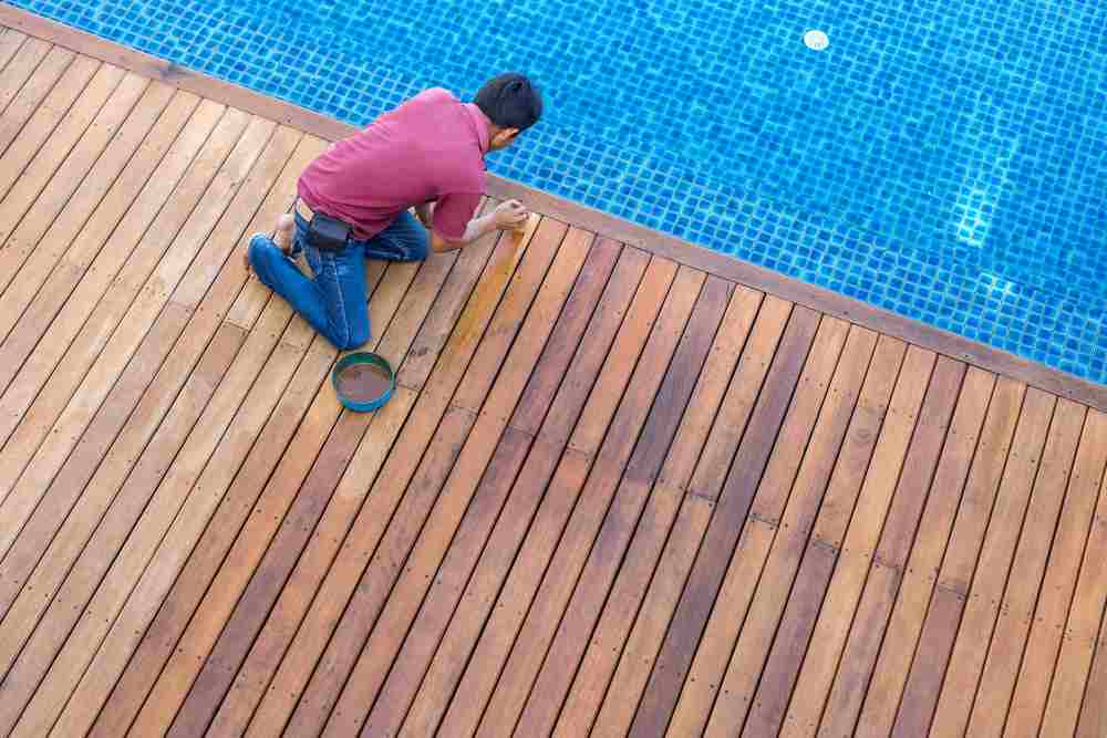 Image of a swimming pool deck finished by Clear Choice Pool Care, showcasing the quality and detail of pool decking work.